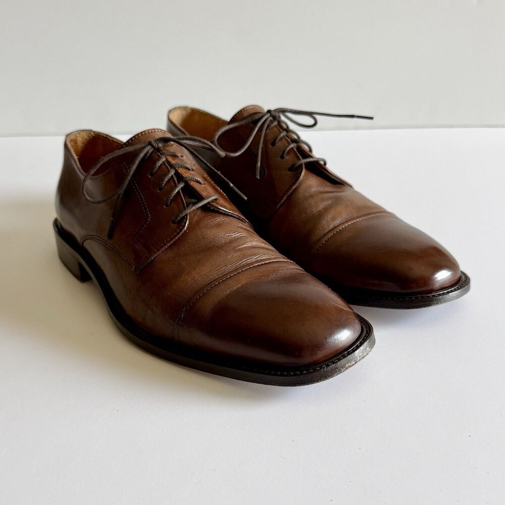 J.Murphy Johnston & Murphy Novick Brown Cap Toe Leather Dress Shoes Mens Size 9M - Picture 2 of 16